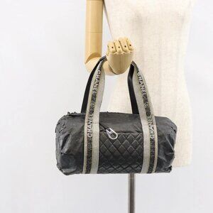 CHANEL Sports Hand Bag PVC Gray Silver